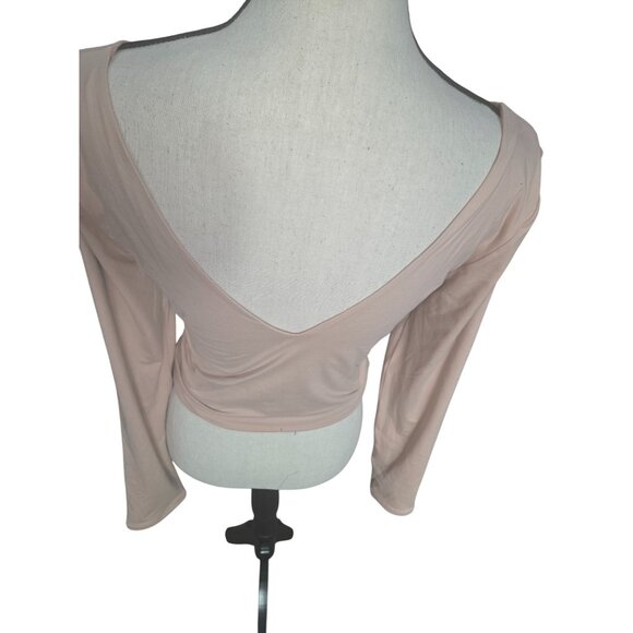 Reoria V-Neck Long Sleeve Crop Top*Cream*L*NWOT*Sexy*Sissy*Cosplay*Halloween - Picture 3 of 10